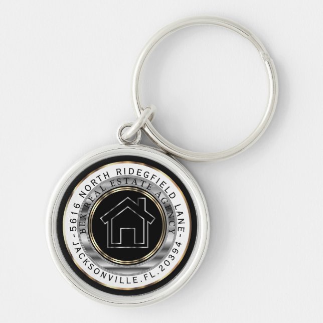 Llavero Hogar negro, dorado y plateado - Personalizado Rea (Frente)