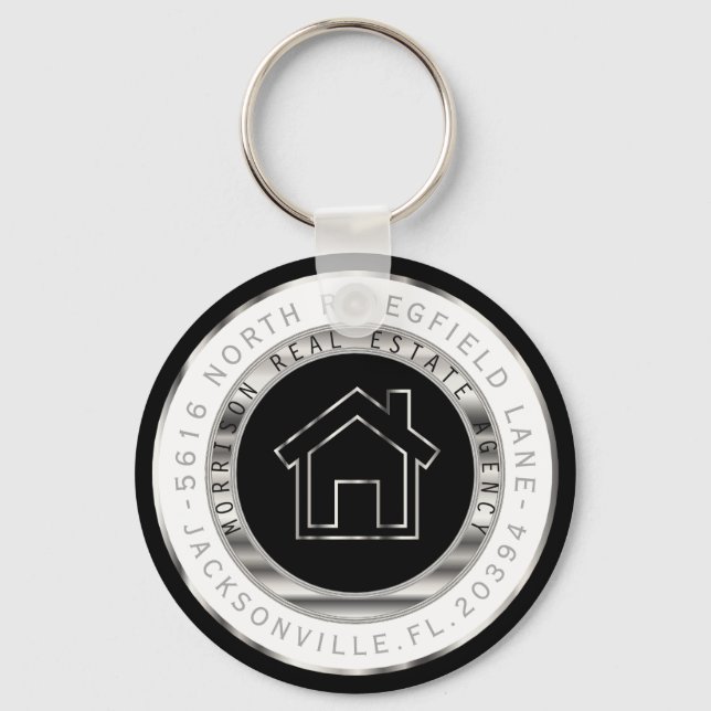 Llavero Hogar negro, plateado y blanco - Realtor (Anverso)