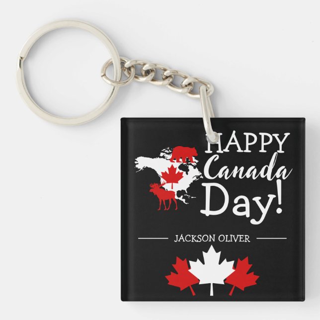 Llavero Hoja de arce de Canadá, feliz día de la canadá, 1  (Frente)