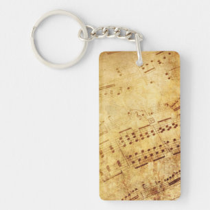 Llavero Hoja de puntuación de la música de chapa antigua d