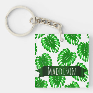 Llavero Hoja tropical del verde adolescente para mujer de