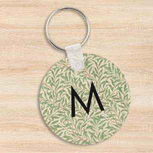 Llavero Hojas Botánicas de Sauce William Morris Monogramad