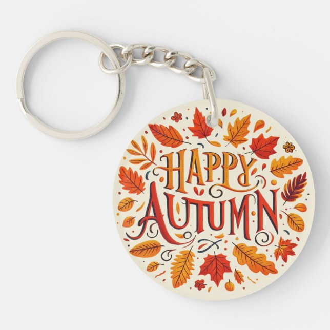 Llavero hojas clásicas y otoño feliz (Frente)