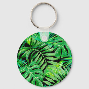 Llavero Hojas de acuarela tropical: Elegancia sin costura.