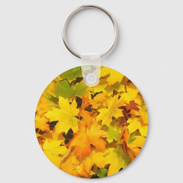 Llavero Hojas de arce de otoño con colores otoñales (Anverso)