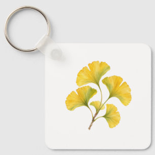 Llavero Hojas de Ginkgo Amarillo Dorado