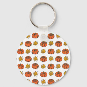 Llavero Hojas de otoño: Patrón de calabaza dibujada a mano