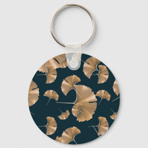 Llavero Hojas de palma de ginko tropical, patrón hawaiano.