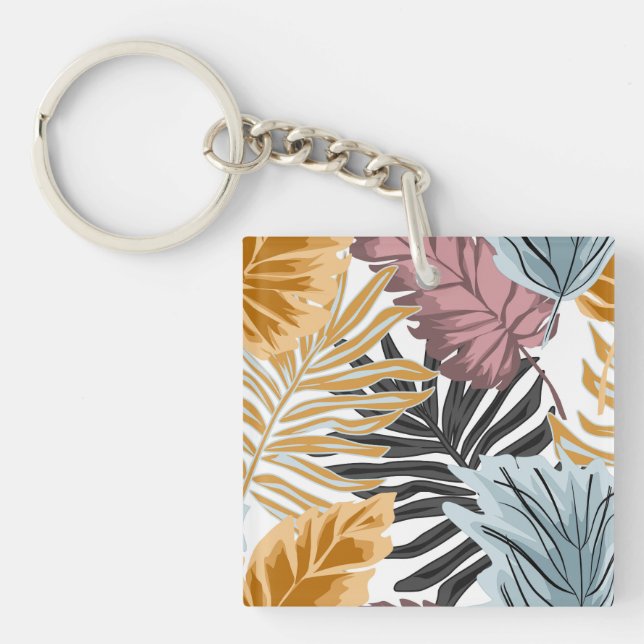 Llavero Hojas de palma, tropicales, botánicas, selvas, bos (Frente)