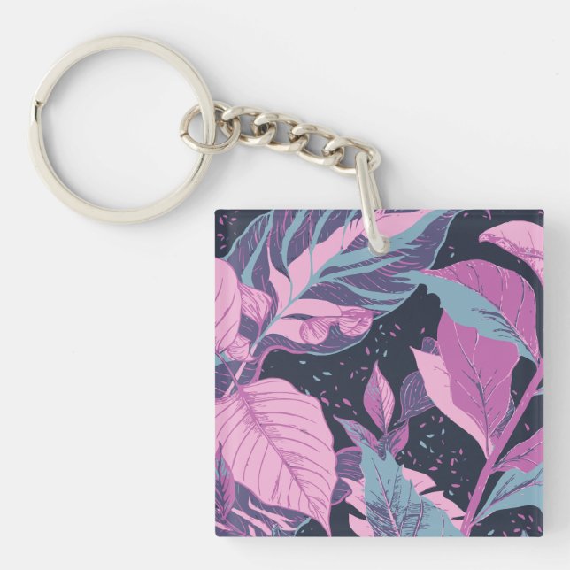 Llavero Hojas de Pastel en fondo oscuro (Frente)