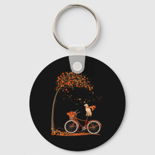 Llavero Hojas de perro caída otoño ciclismo divertido Gold
