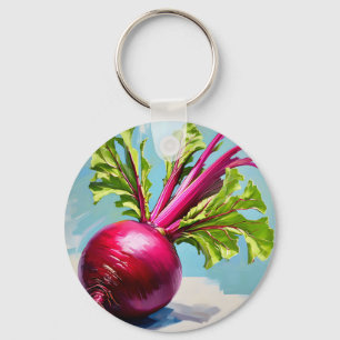 Llavero Hojas Magenta de Remolacha Vibrantes