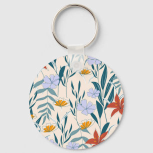 Llavero Hojas Tropicales: Antecedentes Abstractos De Moda.