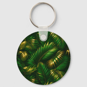 Llavero Hojas Tropicales Doradas Jungla Lujo