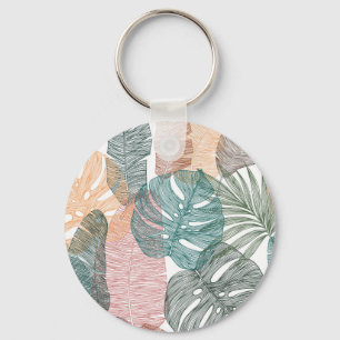 Llavero Hojas tropicales: patrón de cosecha a mano.