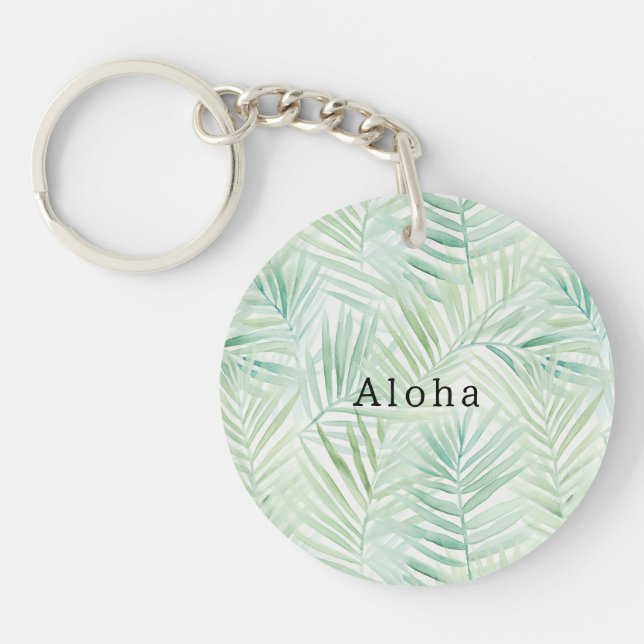 Llavero Hojas Tropicales Verdes Aloha (Frente)