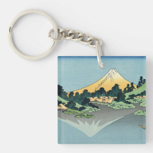 Llavero Hokusai Monte Fuji se refleja en el lago Kawaguchi