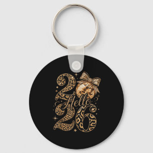 Llavero Hola 2026 Leopard Coquette Bola de Discoteca Feliz