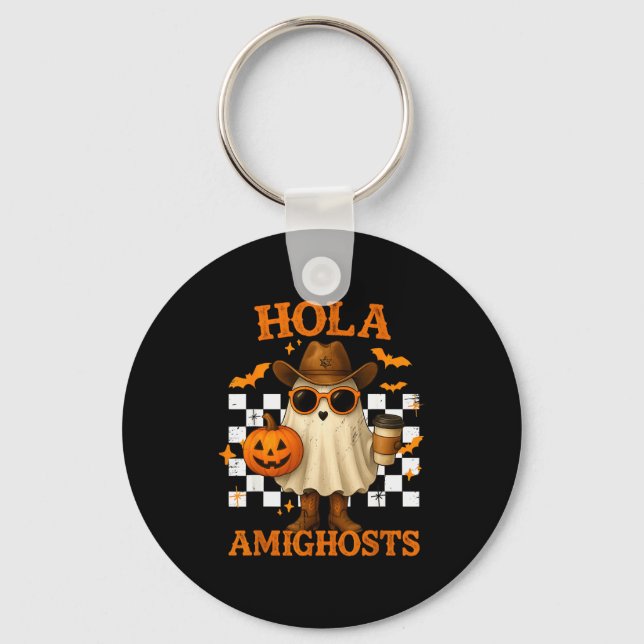 Llavero Hola Amighosts Funny Spanish Halloween Cowboy Ghos (Anverso)