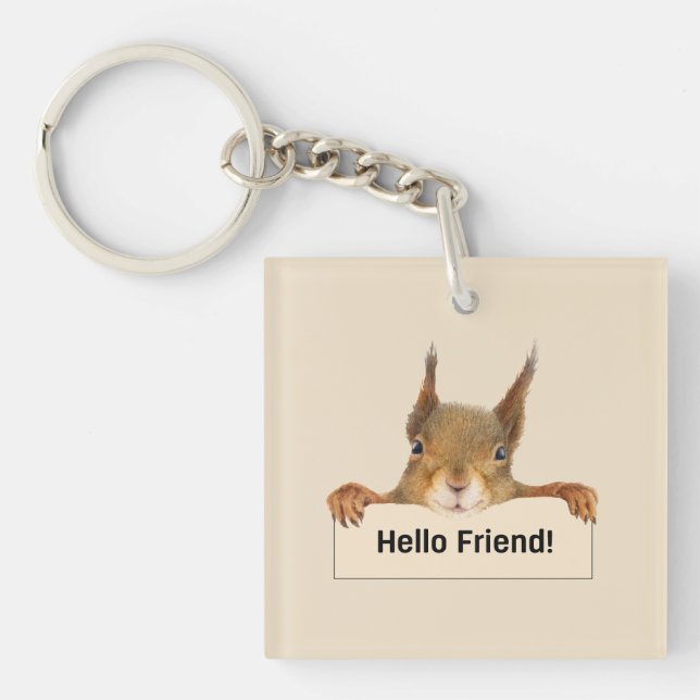 Llavero Hola Amigo Funny Squirrel Personalizado (Frente)