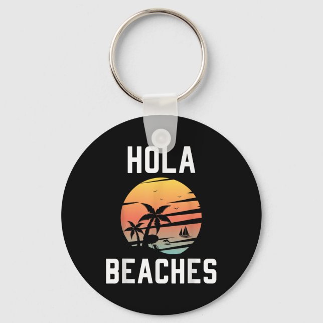 Llavero Hola Beaches Palm Tree Sunset Funny Beach Vacacion (Anverso)