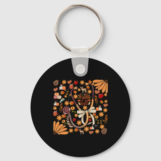 Llavero Hola Caída Stethoscope Enfermera Boho Floral Healt (Anverso)