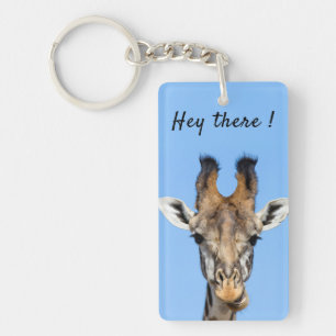 Llavero Hola, divertida foto de Giraffe con texto