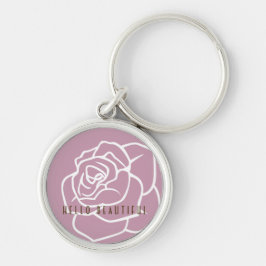 Llavero Hola Hermosa - Rosa Floral Rosa Chic Moderno