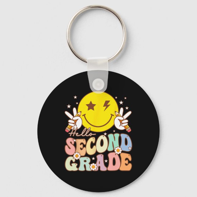 Llavero Hola segundo grado sonrisa divertida cara 2º grado (Anverso)