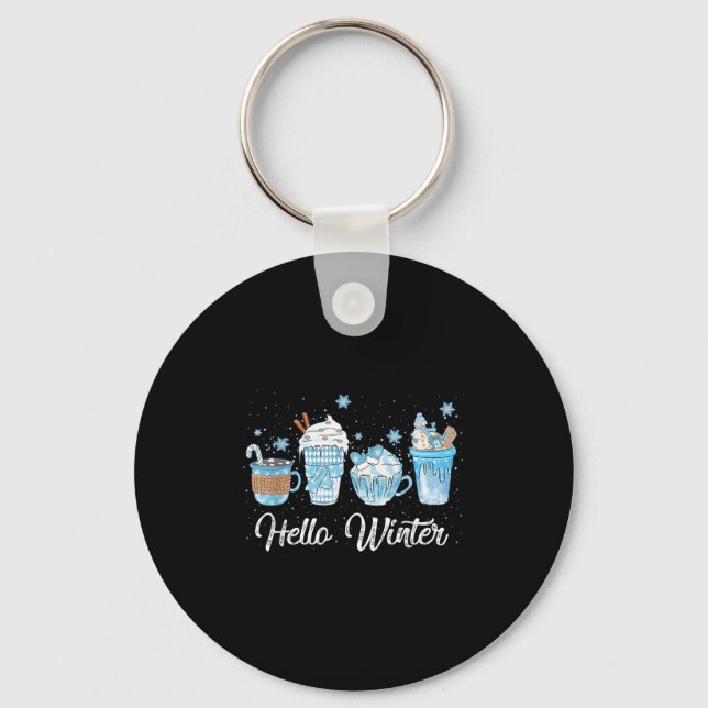 Llavero Hola Winter Sweet Cosy Coffee Amantes de Snowman C (Anverso)
