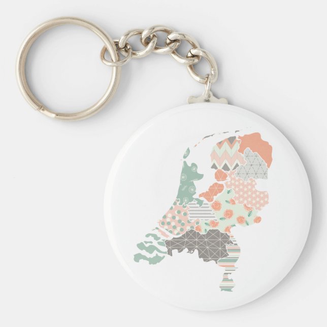Llavero Holanda Mapa de la Provincia Estilo de Parche Geom (Frente)