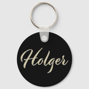 Llavero Holger Name whitegold Button Schlüsselanhänger