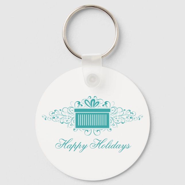 Llavero Holiday Swirls Present Keychain, Aqua (Anverso)