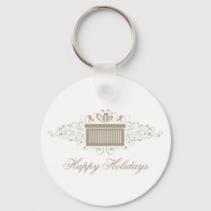 Llavero Holiday Swirls Present Keychain, Latte
