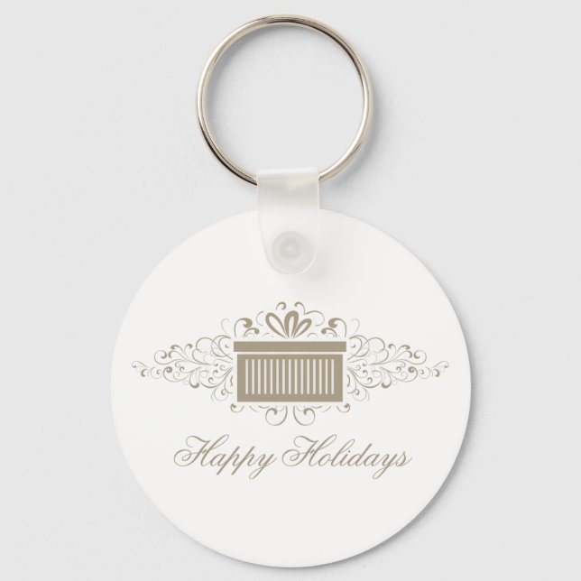 Llavero Holiday Swirls Present Keychain, Latte (Anverso)