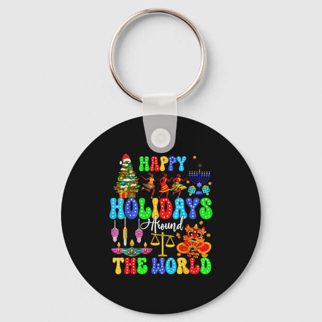 Llavero Holidays Around World Xmas Hanukkah Kwanzaa Diwali (Anverso)