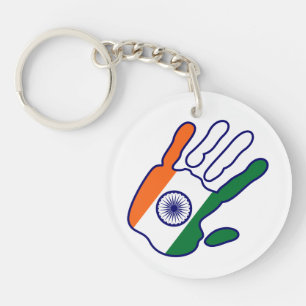 Llavero holiES - India Flag Hand + tu color de fondo