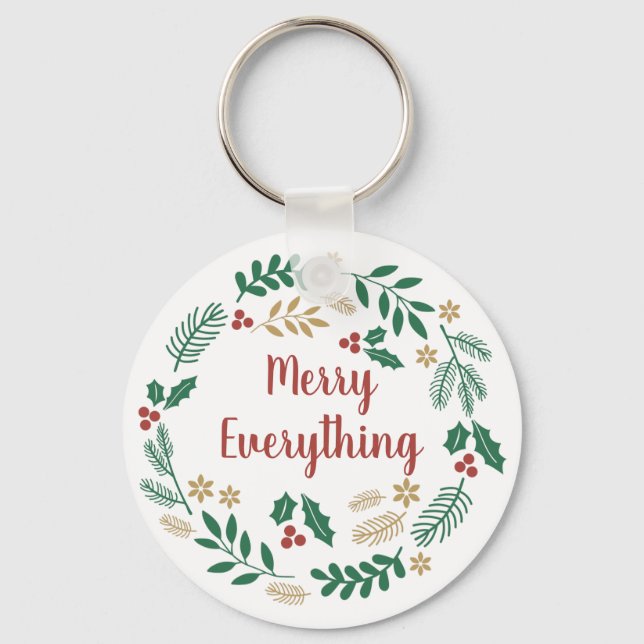 Llavero Holly Berry Pine Wreath Merry Todo Holiday C (Anverso)