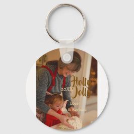 Llavero Holly Jolly family holiday photo beige year naboho