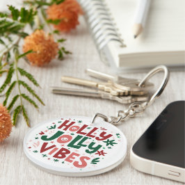 Llavero Holly Jolly Vibes Acrylic Keychain