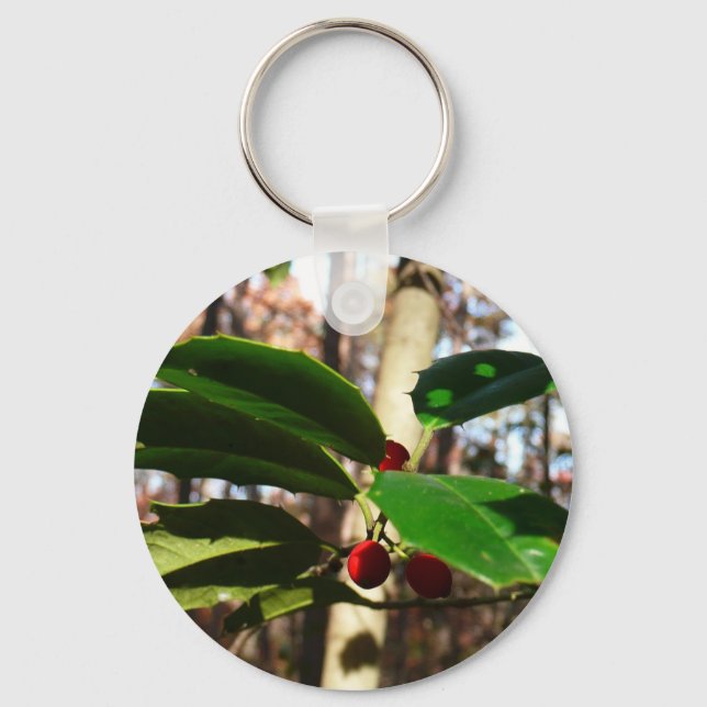Llavero Holly Leaves I Holiday Botanical (Anverso)