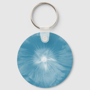 Llavero Hollyhock Flor Icy Blue Keychain