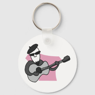 Llavero Hombre con boina tocando guitarra acústica