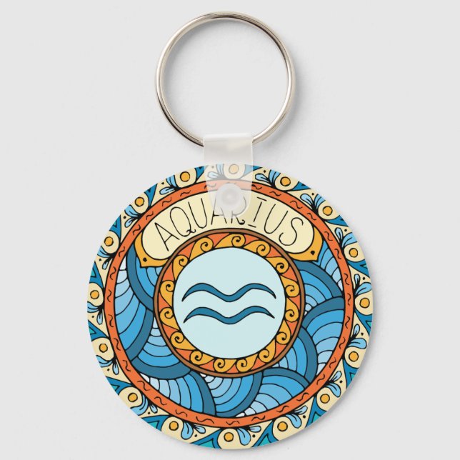 Llavero Hombre de agua Aquarius Sternzeichen de Mandala (Anverso)