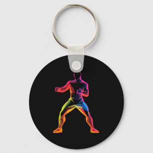 Llavero Hombre de kickboxing estilo caricatura kickboxer s