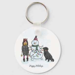 Llavero Hombre de nieve, Chica y perro