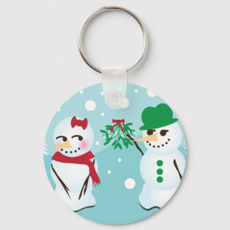 Llavero Hombre de nieve con Mistletoe queriendo un beso