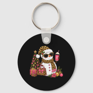 Llavero Hombre de nieve leopardo de Navidad Boujee Fiesta