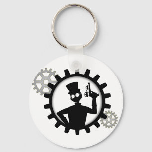 Llavero Hombre de Steampunk sostiene un arma en la cadena
