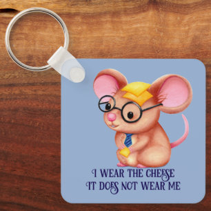 Llavero Hombre Queso Peludo Negocios Ratón Corbata Gafas F